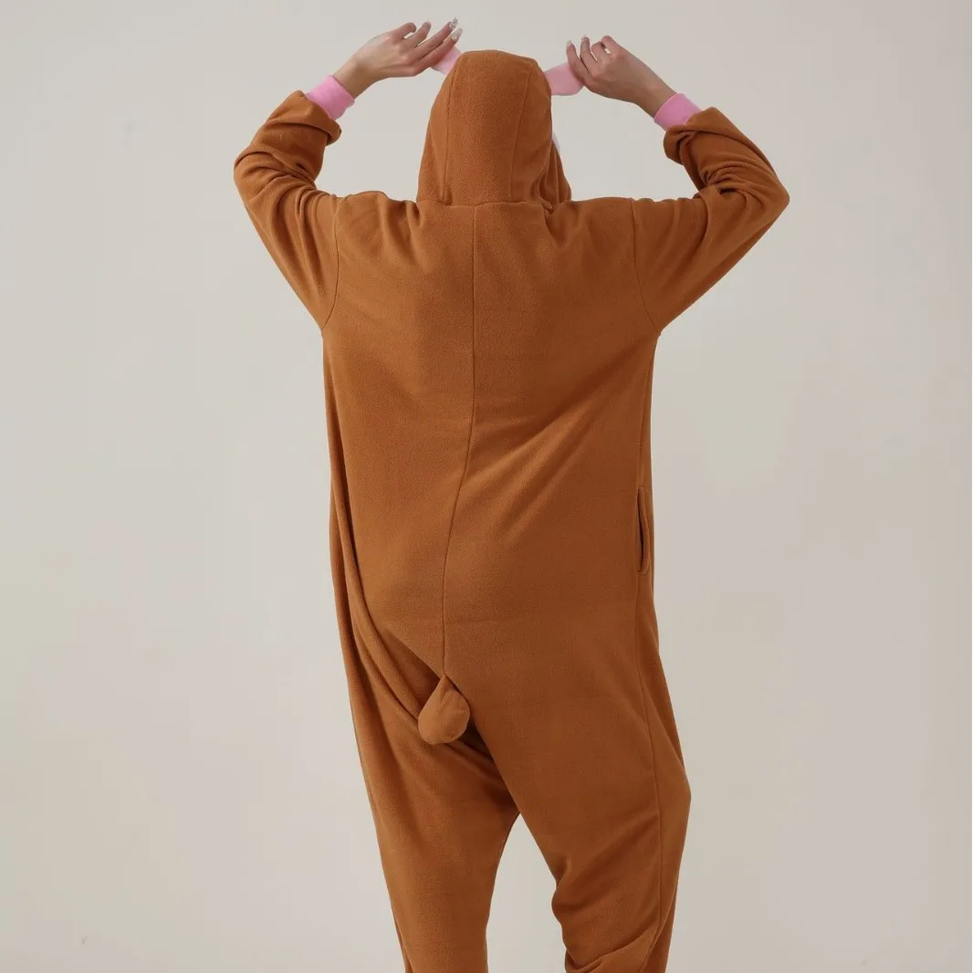 Cartoon Guinea Pig Kigurumi Pajamas Matching Couples Animal Onesie Halloween Polar Fleece Warm Costume Homewear Funny Pajama Set
