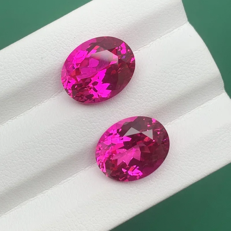 Ruif Hot Deep Pink Oval Lab Grown Sapphire Gemstone for Fine Jewelry Making