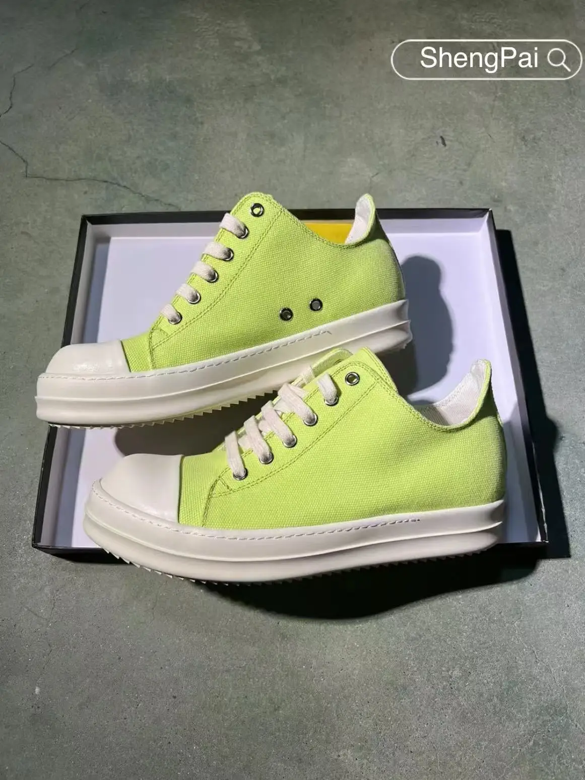 Rick fruit green canvas low-top men's casual shoes Owens luxury brand men's sneakers comfortable and breathable women's shoes