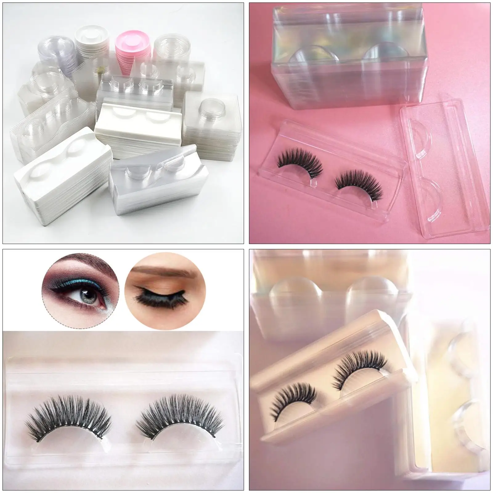 大きな正方形のつけまつげプレート 50個入り プラスチック製まつげトレイ 蓋付き プロ用美容サロン向けまつげエクステツール