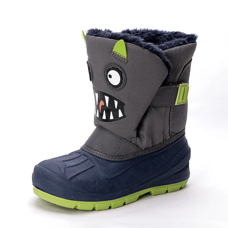 Boys Thickened Winter Anti-slip Snow Boots Girls Waterproof Warm Cotton Shoes Baby Soft-soled Outdoor Short Boots Children Kids