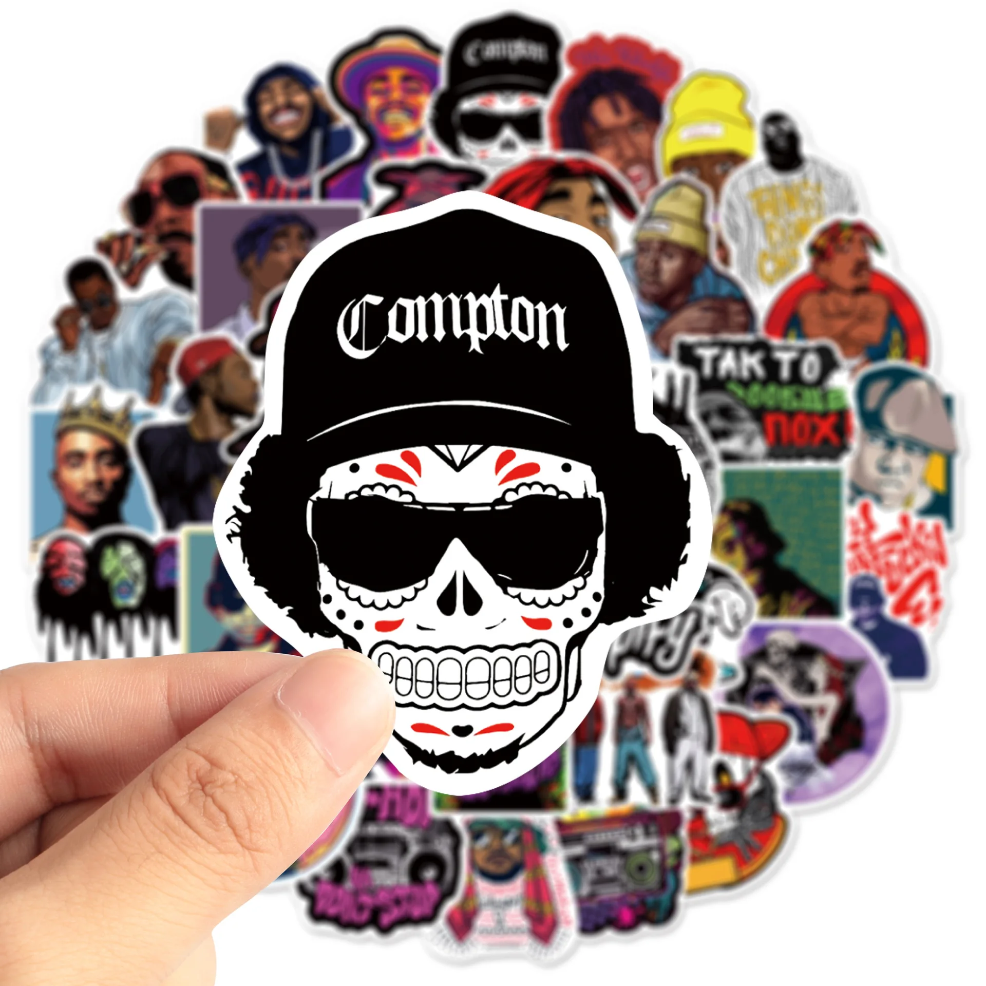 50pcs Rap Trend Hiphop Stickers Pack Ipad Phone Case Scrapbook Motorcycle Rapper Sticker Vintage DIY Journal Accessories