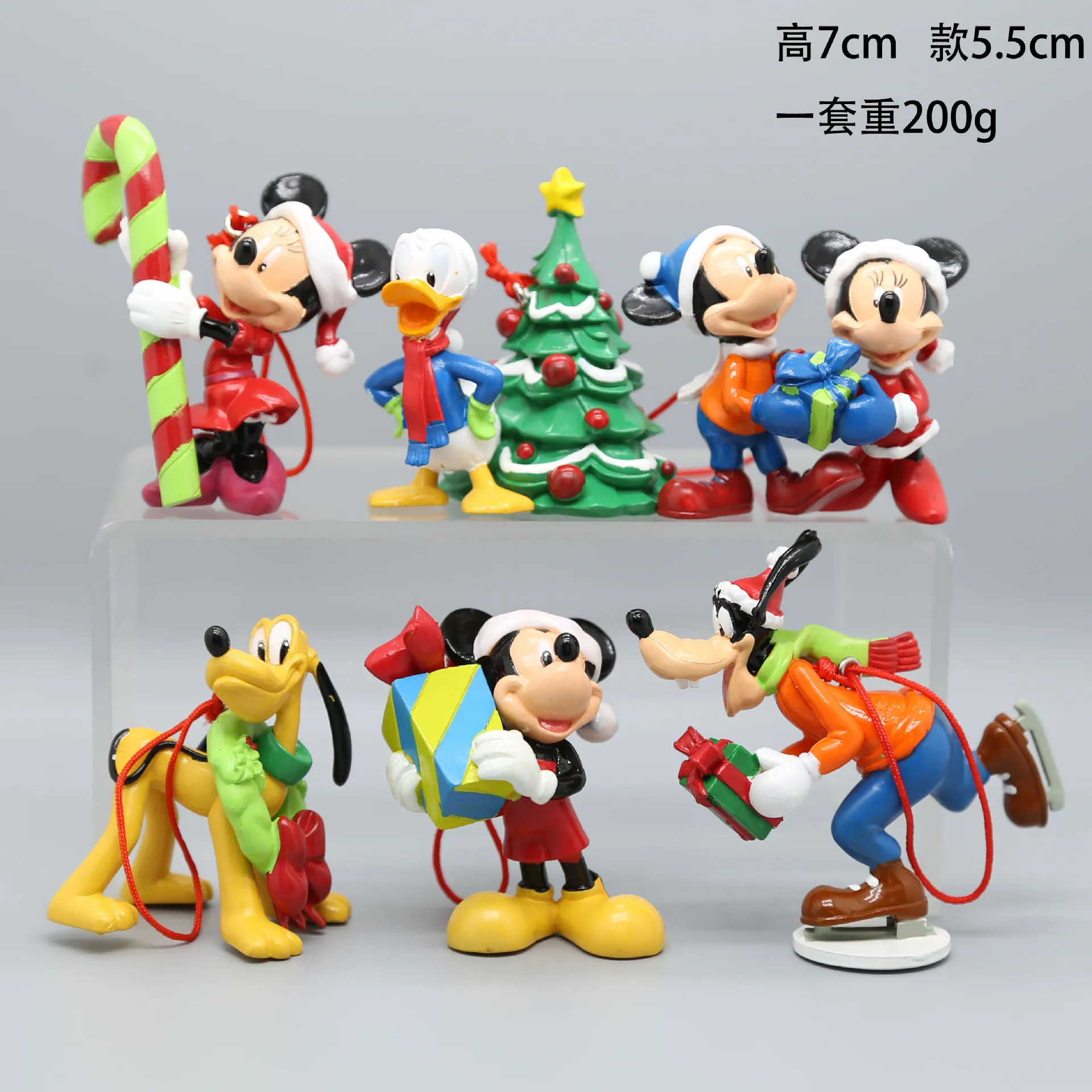 6pcs/set Disney Cute Mickey Mouse 3D Christmas Tree Pendant Home Decor Action Figures Cartoon Classic Model Doll Toys Gift