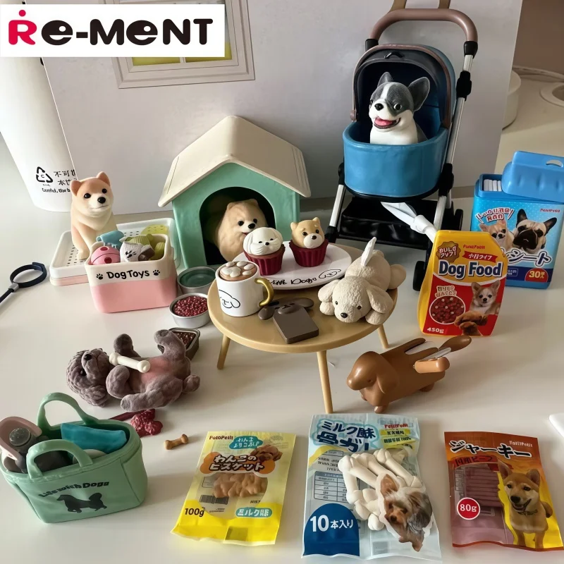 Novo genuíno re-ment uma vida maravilhosa para cães de estimação caixa cega brinquedos kawaii modelo colecionável ornamentos presente de natal