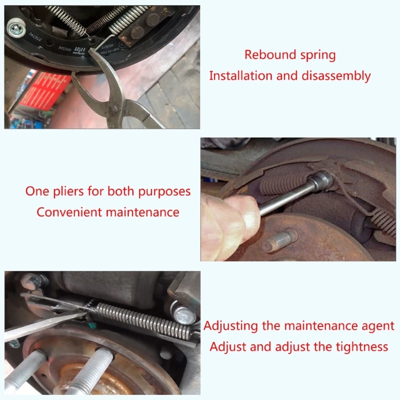 M6CF Brake Spring Pliers Install & Remove Drum Brake Shoe Return Spring Double Ended Pliers Installer & Remover Tool