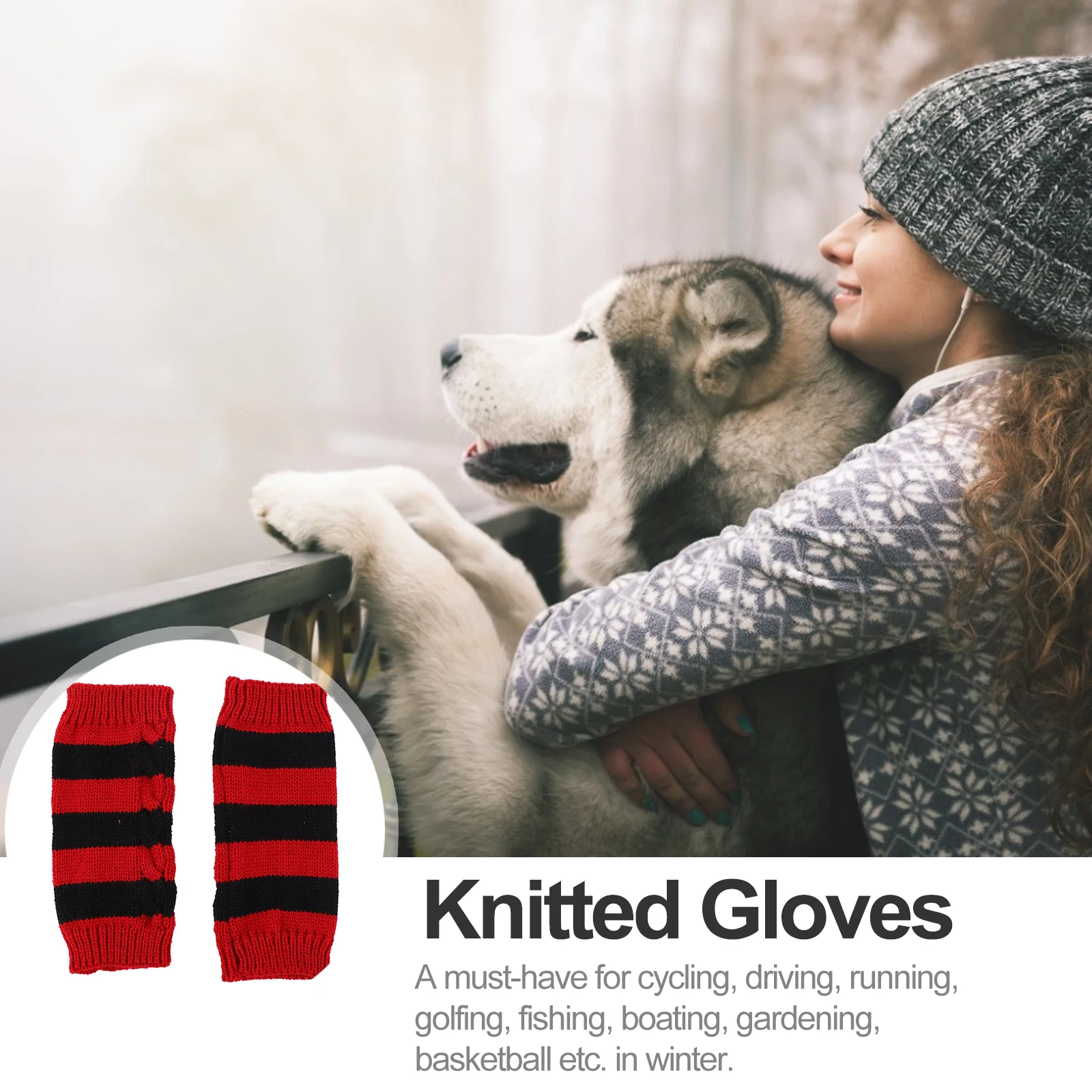 

1 Pair Knitted Woolen Yarn Half-Finger For Cycling Driving Warm Gloves Winter Women Gloves Winter Finger Cover