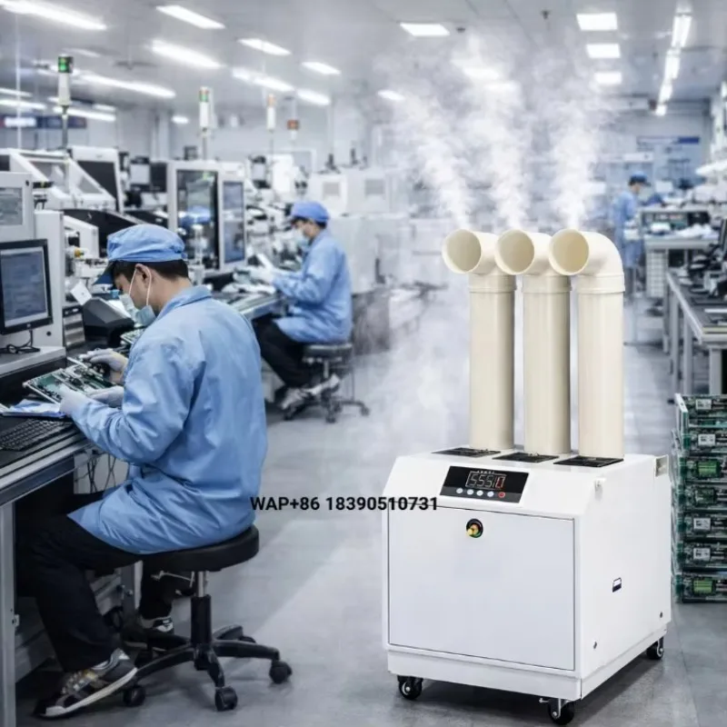 New Efficient Stainless Steel Industrial Ultrasonic Humidifier with Water Shortage Protection Digital Display 15kg/h Capacity