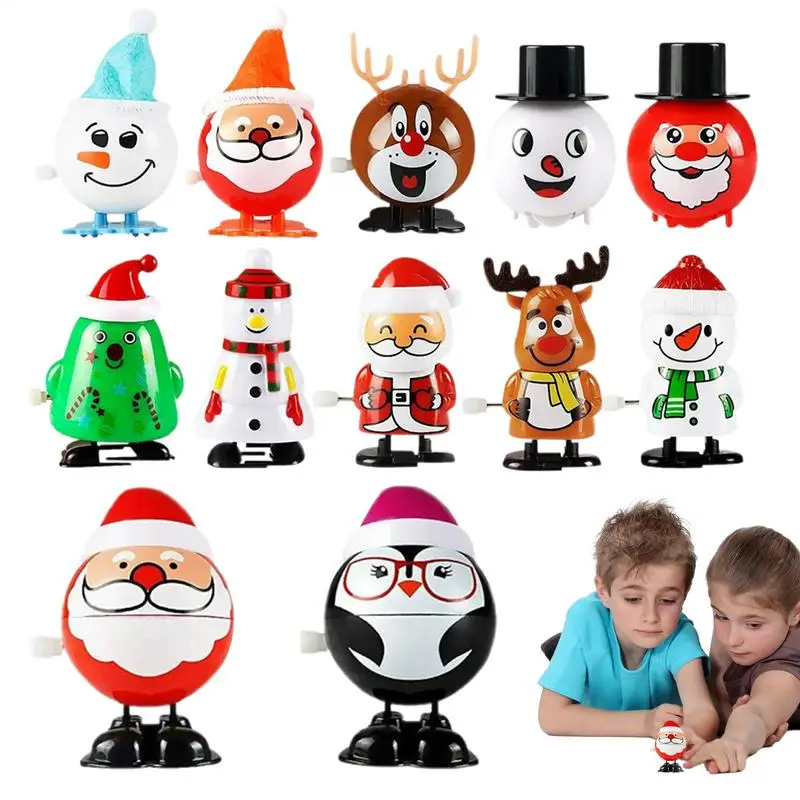 Christmas Wind Up Toys Cartoon Kids Clockwork Toys 12X Portable Children Toys Holiday Fidget Toy For Home Kindergarten Home