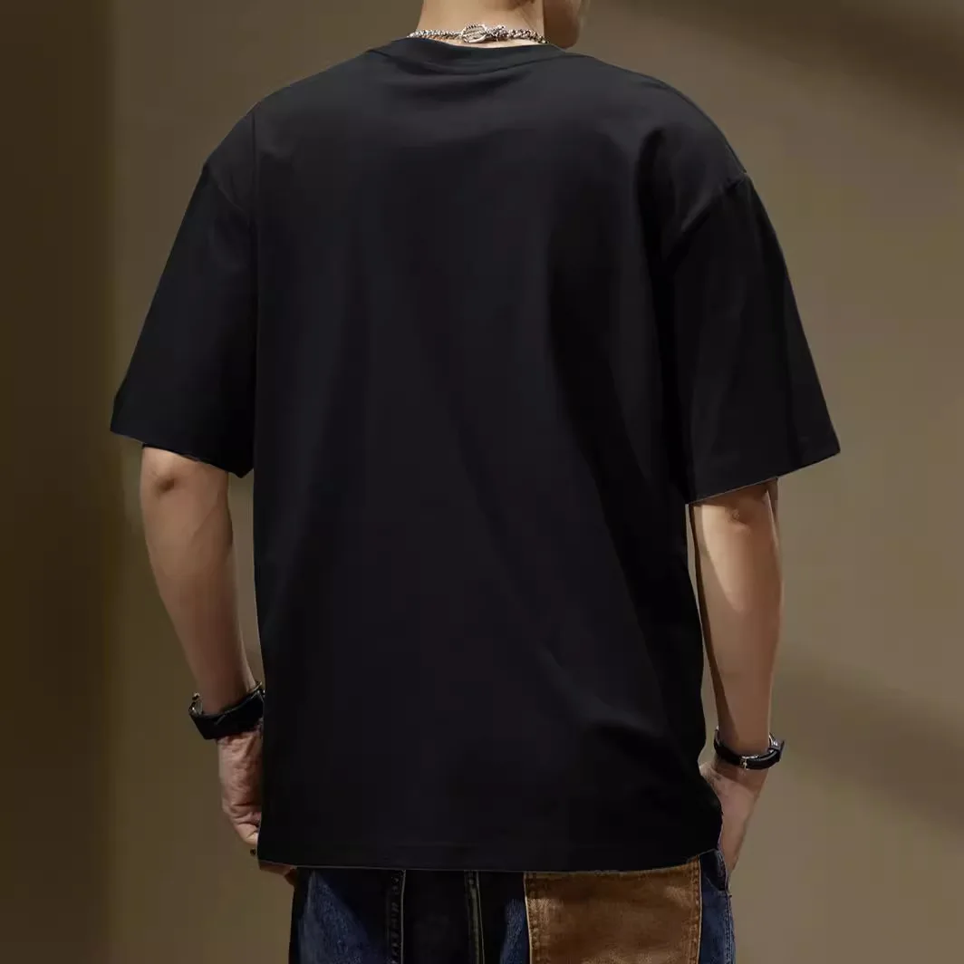 BOWEYLUN النمط الأمريكي ثلاثي الأبعاد رسائل الصلب تي شيرت مطبوع الرجال 100% القطن الجولة الرقبة قصيرة الأكمام قميص بلايز الذكور