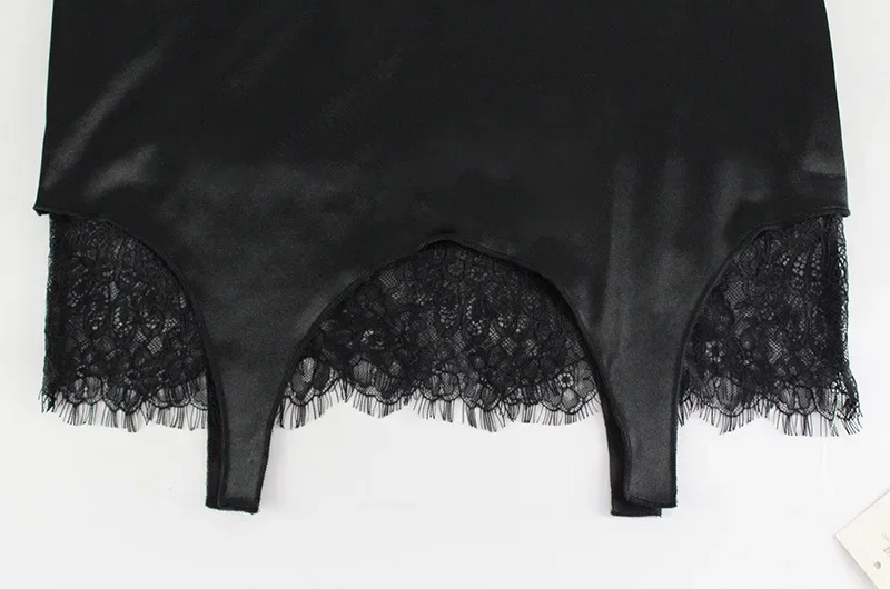 أنيقة الساتان فستان قصير الدانتيل المرقعة المرأة موضة مثير الياقة المدورة ربطة القوس فيونكة كم طويل سليم حفلة كلوبوير ملابس الشارع الشهير عادية