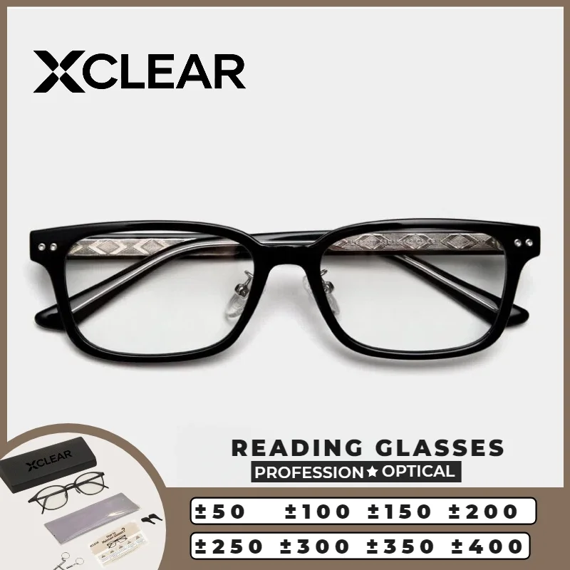 

XCLEAR Optical Anti Blue Ray Myopia Progressive Prescription Reading Glasses Unisex Square Black Frame Ultralight Rivet
