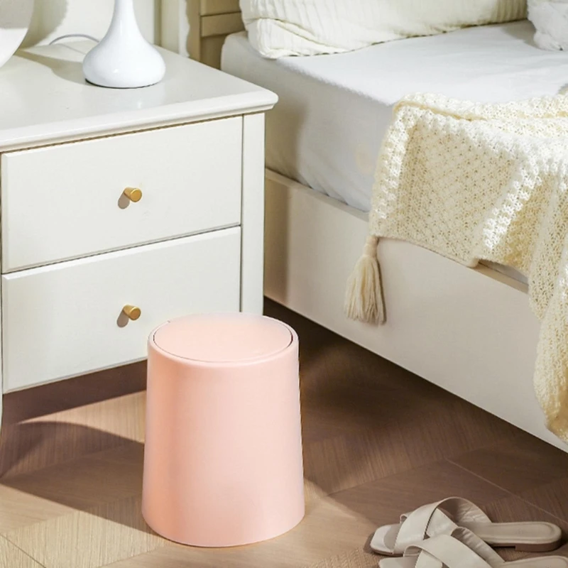 Elegant Accent Press Type Trash Container Bathroom Storage Bucket Garbage Can Fit Seamlessly in Small Space D2RD