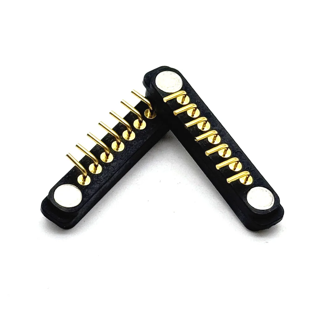 1Pair 7Pin Bent Needle Waterproof Spacing 2.54mm Magnetic Pogo Pin Connector Pogopin Male Female Spring DC Power Socket