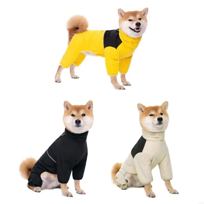 

Waterproof Dog Jackets With Zippered Back And Drawstring Hooded For Wet Weather Protections Four Leg Dog Outdoor Raincoats