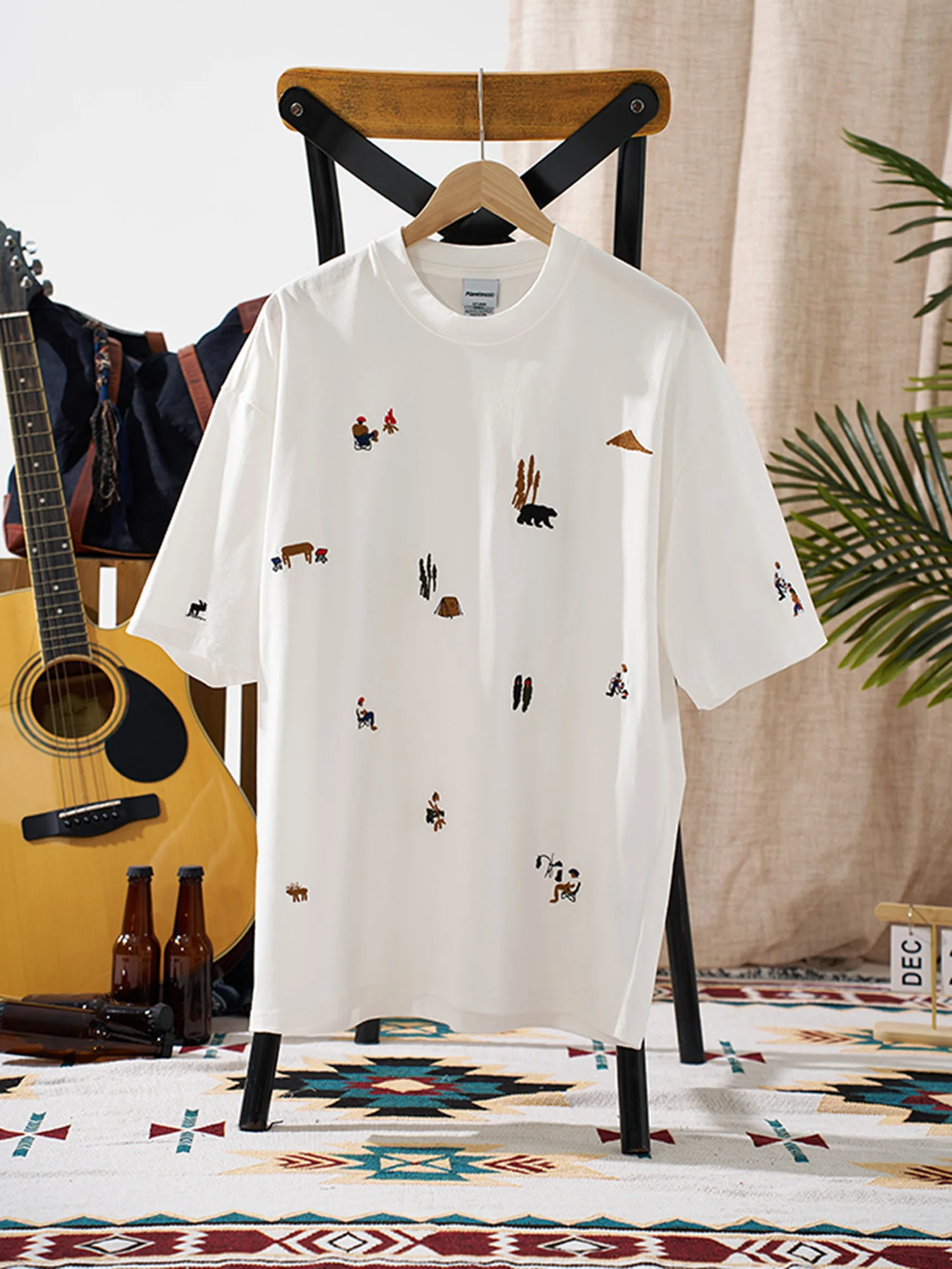 

Summer New Round Neck Embroidery Pure Cotton Loose Casual Short-Sleeved T-Shirt Men And Women Couple Half-Sleeved Versatile Tops