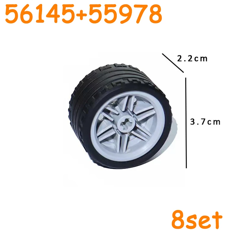 Technisches Reifenrad, Auto-LKW-Räder, Nabe, Steine, MOC, Motorrad-Reifen und Felgenbausteine, 56145, 44309, 86652, 32019 15038 23798