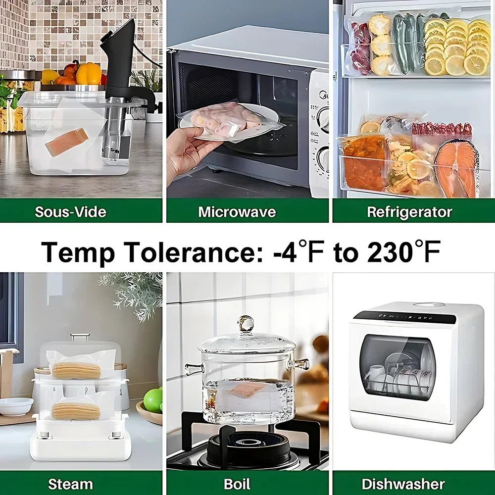 50 Premium Vacuum Sealer Bags, Food Freshness and Storage, Reusable, BPA-Free Vacuum Sealer Storage Bags,Kitchen Organizer