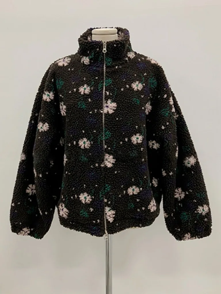 أنيقة الخريف الشتاء ort الأزهار منقوشة خمر تصميم الشعور أناقة المرأة Jaet Faionable ملابس خارجية للسيدات #5