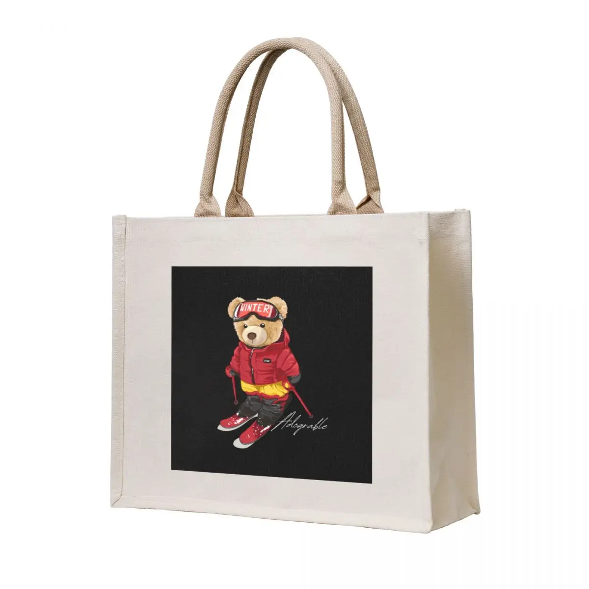 

Cute Adorable bear Skiing - Adograble Ski \t Tote Bag shopper bags the tote bag Women's bag tote bags cloth bags