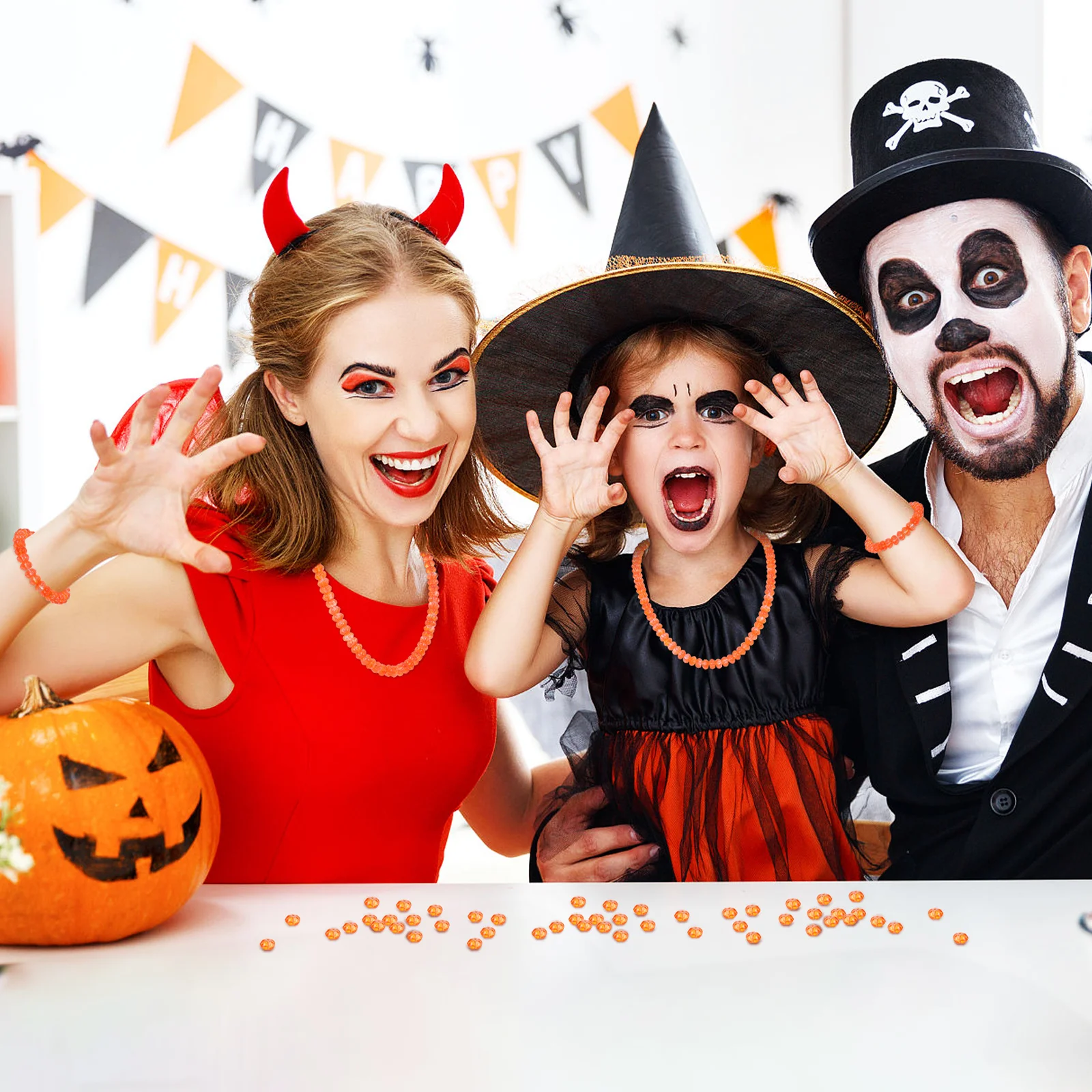 

100pcs Pumpkin Shape Loose Beads Diy Jewelry Making Craft Beads Decorative Spacer Bead For Bracelet Necklace Halloween Diy