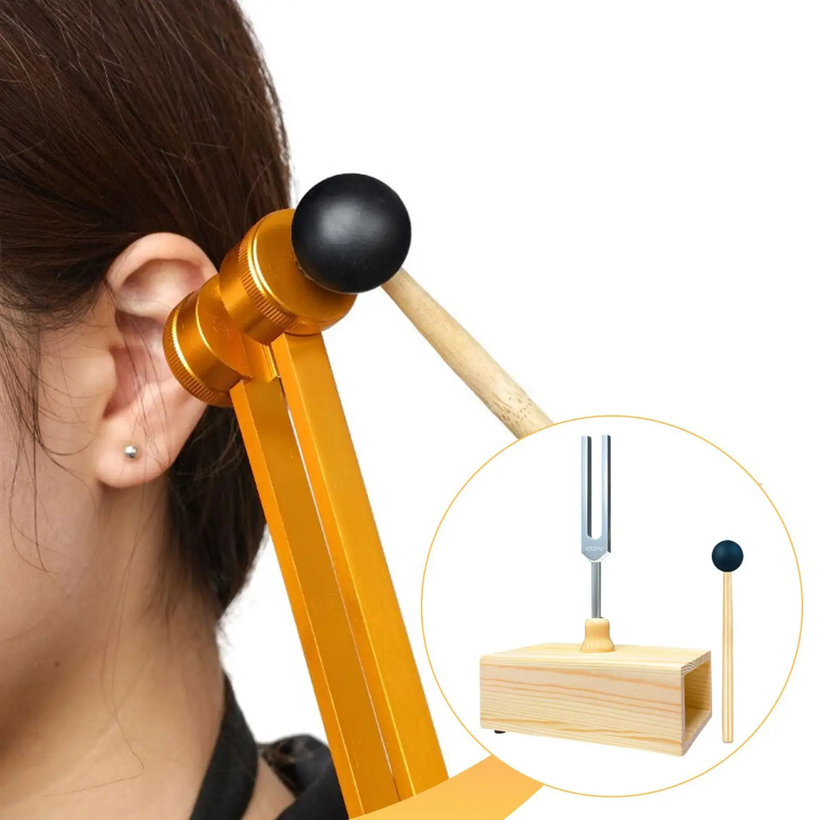 Tuning Fork Set High Performance Yoga Teaching Relaxation Premium Sound Instrument Resonance Tuning Fork Wooden Resonance Box