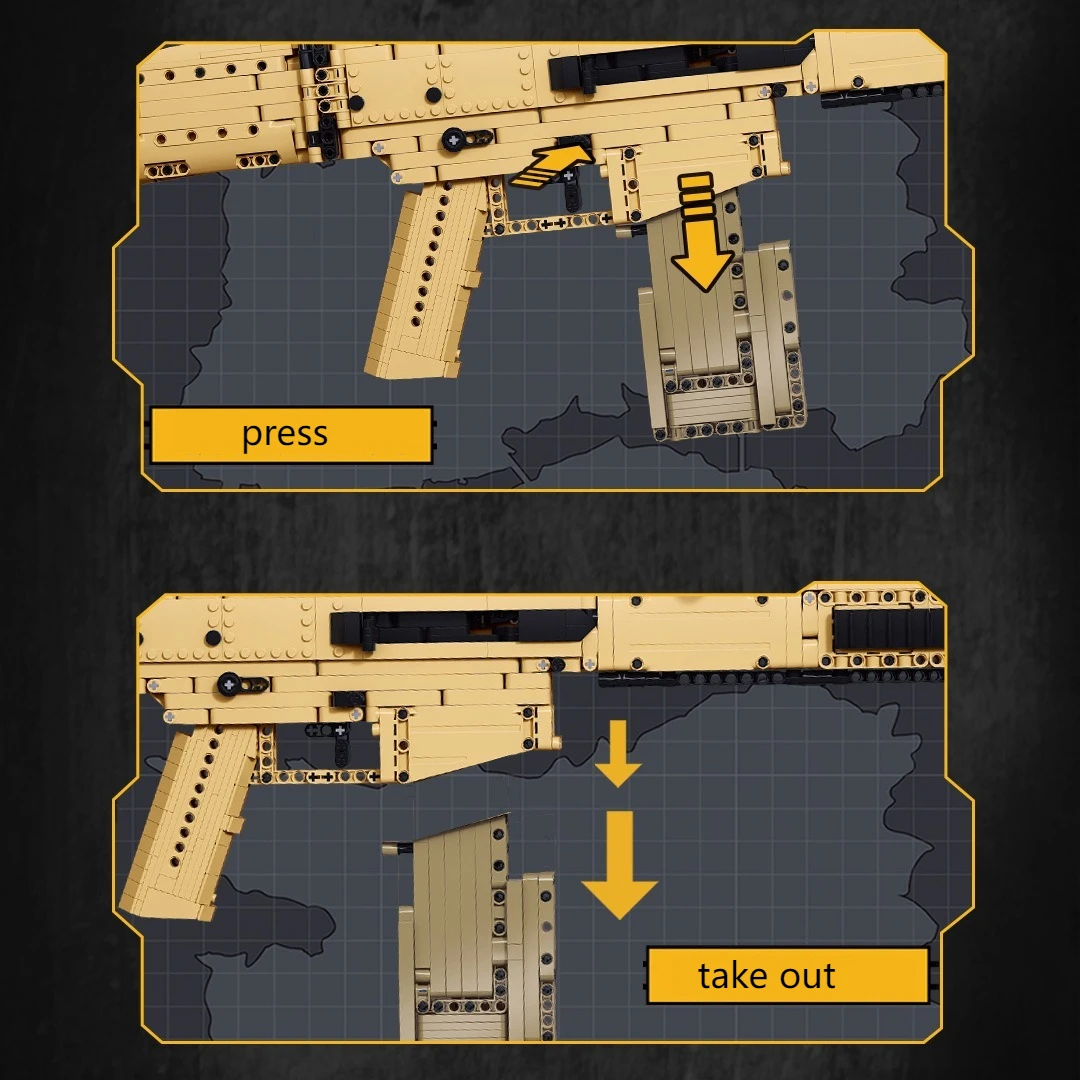 Creative Game Gun Series Building Block Toy Submachine Gun SCAR-L Rifle Machine Guns Modle Can Shot Bullets Toys for Boys Gifts