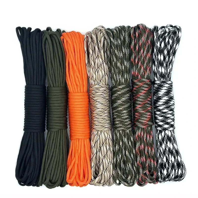 7 Cores Cord 550lb Outdoor Camping Survival Kit Paracord 5 10 15 31M Dia.4mm For Lanyard Parachute Rope Hiking Tent Accessories