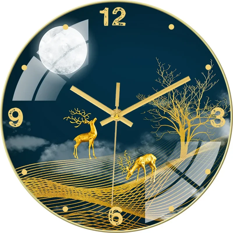 

Wall Clock Simple Creative Mute Nordic Fashion Crystal Porcelain Clocks Home Living Room Wall Hanging Glass Clock Decorations