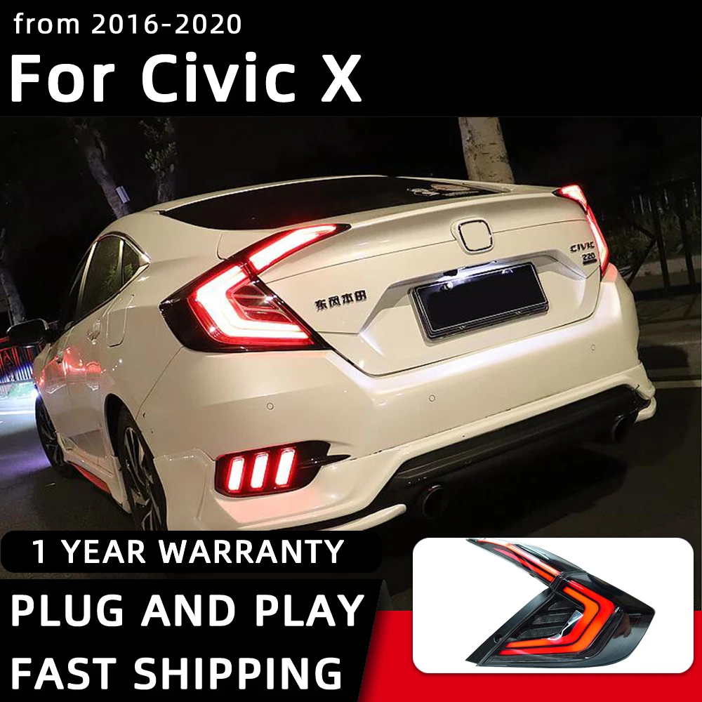 الضوء الخلفي لهوندا سيفيك X G10 LED المصابيح الخلفية 2016-2020 الذيل مصباح تصفيف السيارة DRL إشارة العارض عدسة اكسسوارات السيارات الخلفية #2