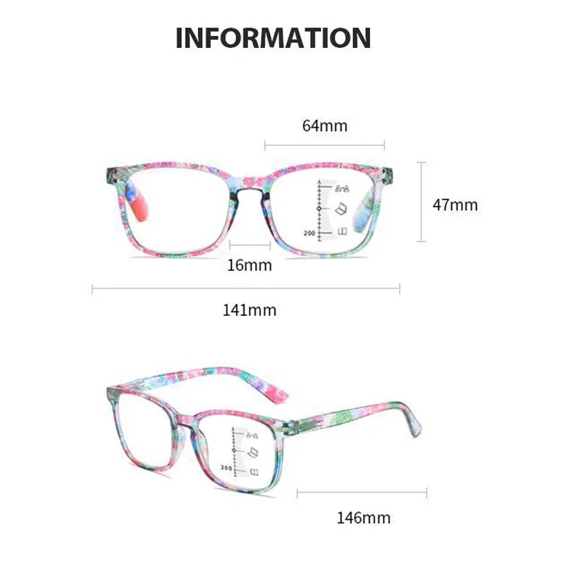 Photochromic Multifocal Reading Glasses for Women Anti Blue Light Far Sight Eyeglasses Ultra Light Spring Leg Presbyopia Glasses