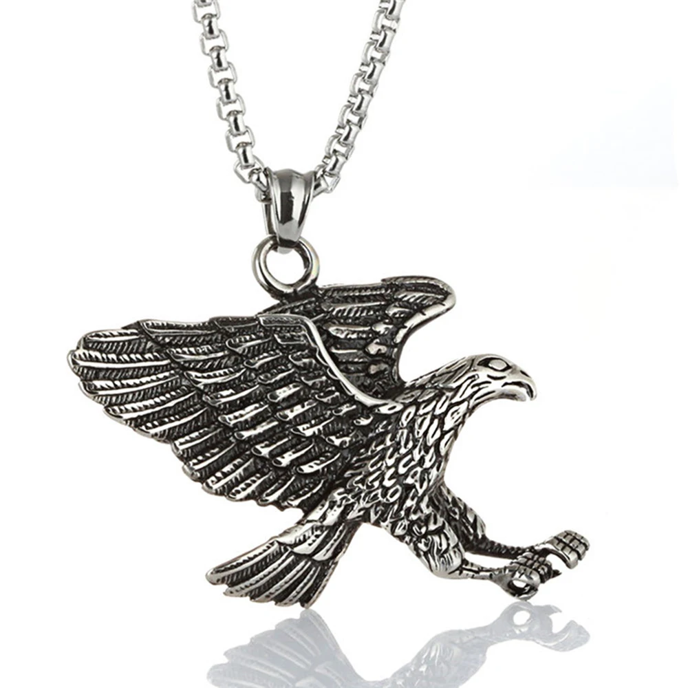 

Eagle Pendant Stainless Steel Necklace Hip Hop Retro Trendy Men Eagle Necklace Jewelry Gift