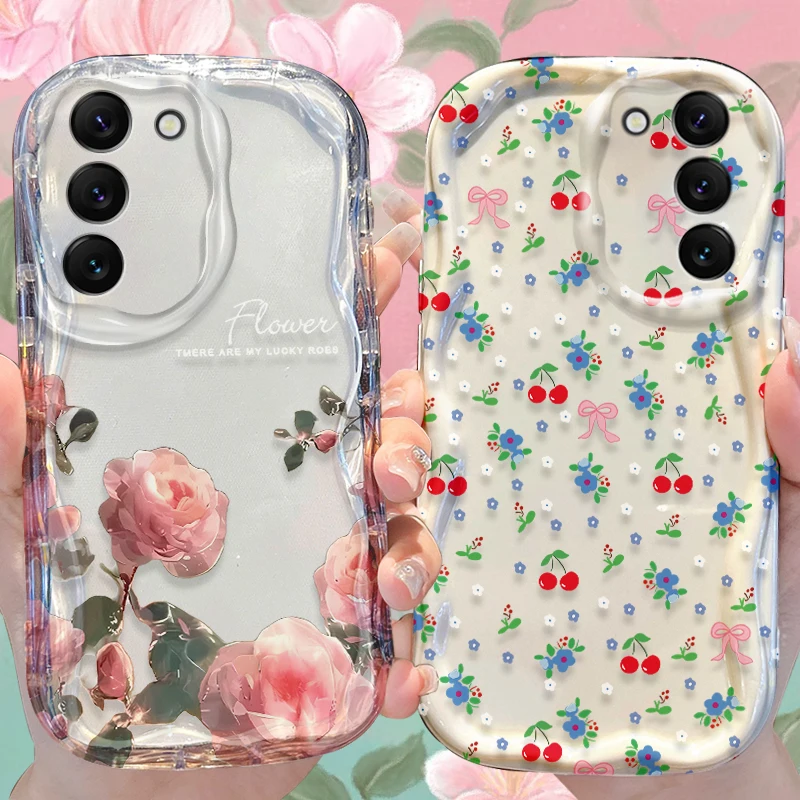 Cherry Fresh Flower Case for Samsung Galaxy S25 S24 S23 S22 S21 Ultra Plus S20 FE A73 A72 A71 A56 A55 A54 5G A52 A52S 4G Cover