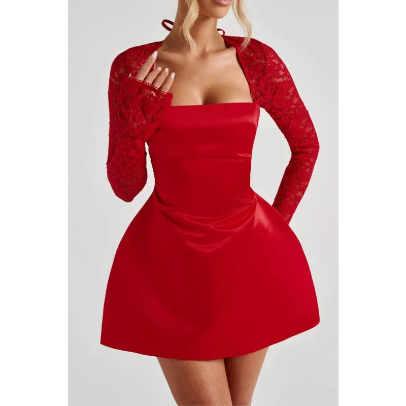 Corset Ball Gown Slim ค็อกเทลชุดราตรี A-Line ชุดราตรีชุดผู้หญิงหรูหราลูกไม้งานแต่งงานชุดยาวแขนยาว