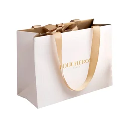 Custom Fashion Your Own Logo Print Premium Cosmetics Jewelry Packaging Bag Luxury Kraft Gift Shopping Paper Bags With Handles