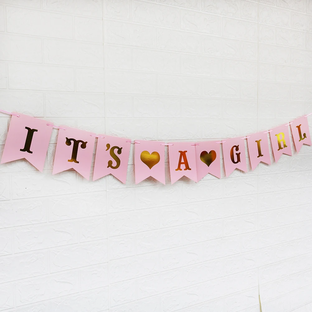 

2pcs Letter Flags Bright Colorful Paper Bunting Banner for Baby Shower Decor Party Supplies Lightweight Compact Size Wall