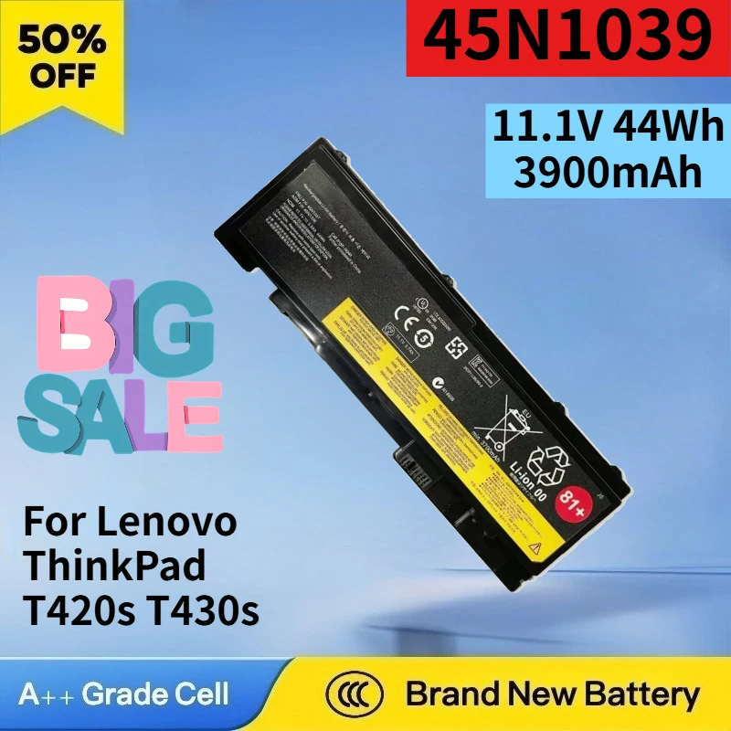 New 45N1039 11.1V 44Wh 3900mAh Battery for Lenovo ThinkPad T420s T430s T420si T430si 45N1036 45N1037 High Quality Laptop Battery