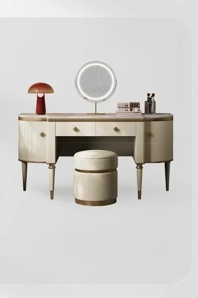 

Light luxury dresser combination modern high-end natural luxury stone high-end marble storage integrated makeup table