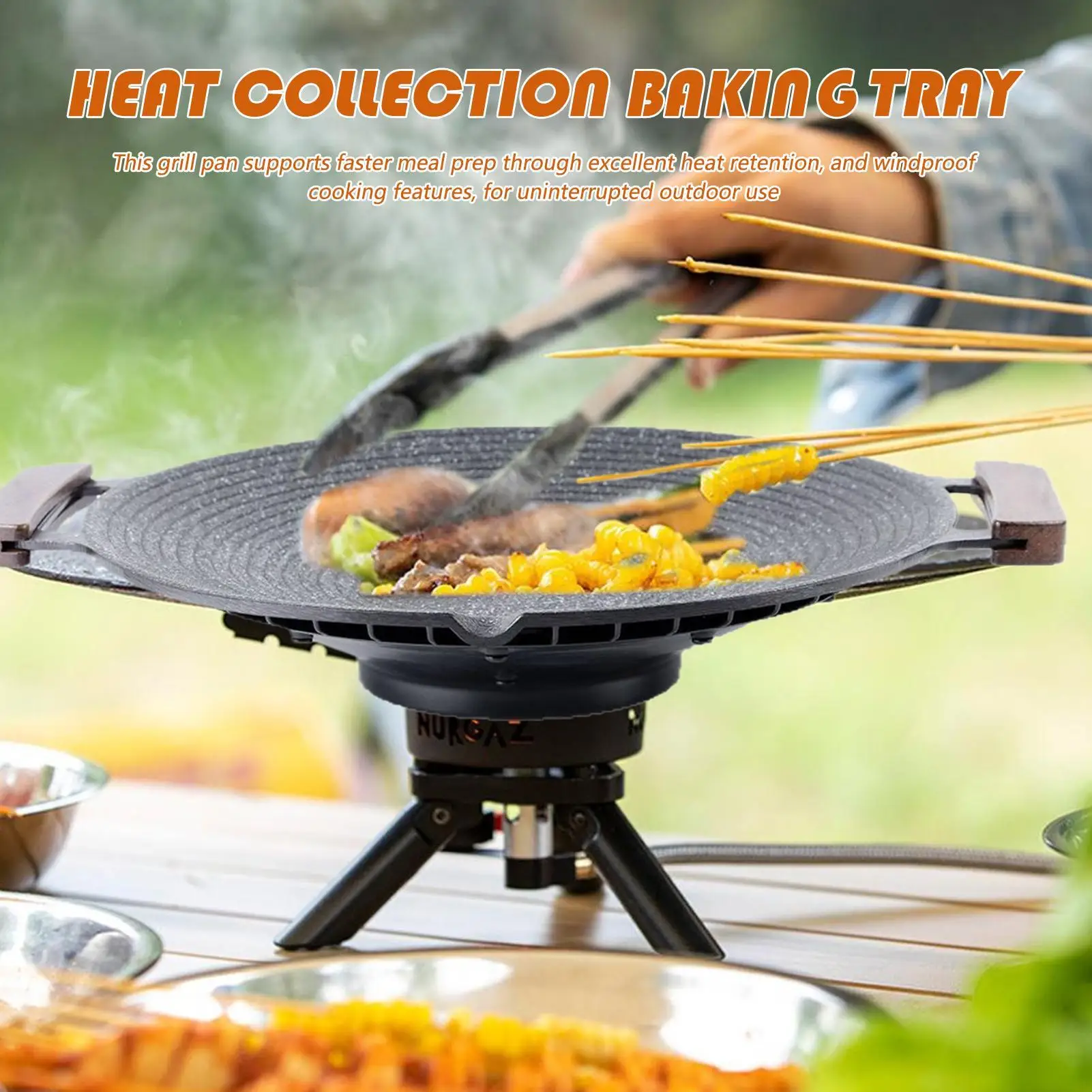 BRS مقلاة شواء كورية مع مقابض للتخييم غير لاصقة شواء صينية نزهة شواء مقلي سبائك الألومنيوم مخيم الشواء صينية عموم