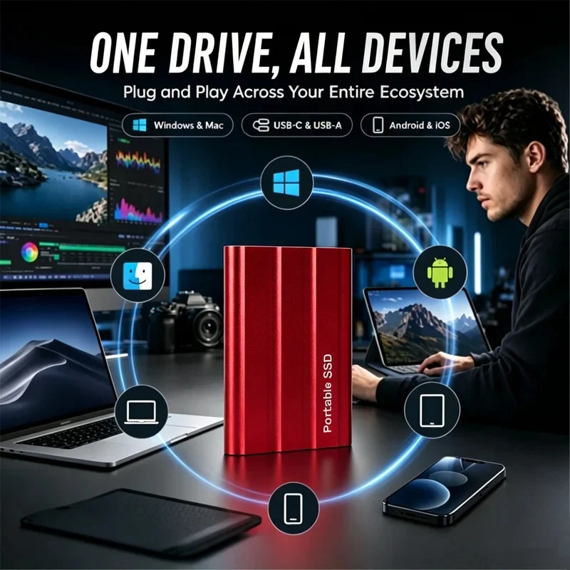 Reliable Slim Storage Device Portable External SSD 64TB 128TB High Speed for Notebook Laptop PC Usage Type C Compatible JJ4929