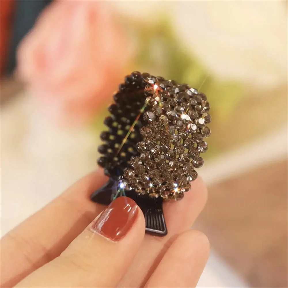 Vrouwen Elegante Luxe Strass Ronde Metalen Paardenstaart Houder Haar Klauw Zoete Haar Clip Haarspeld Hoofdband Mode Haaraccessoires