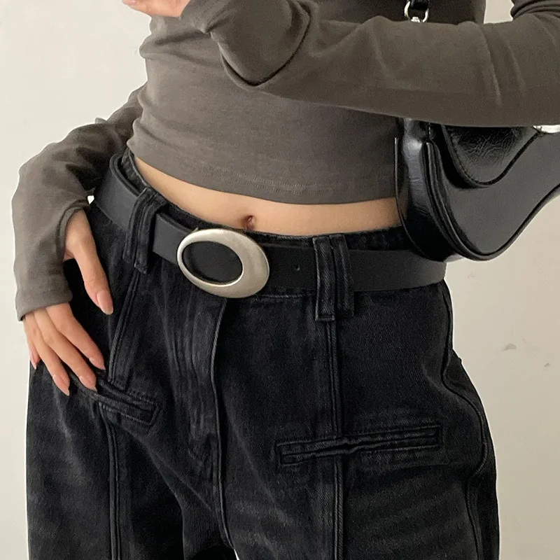 Vintage Belt Moon Star Punk Decoration Couple Y2k Buckle Metal Men and Women Pu Leather Belt Jeans Pants Belt image 2