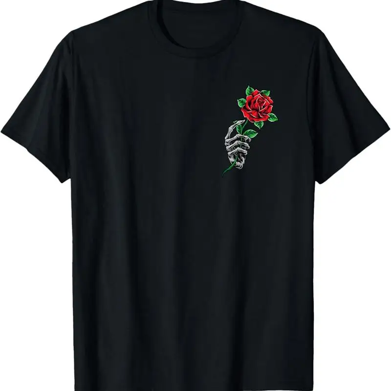 

Skeleton Hand Red Rose Flower T Shirt