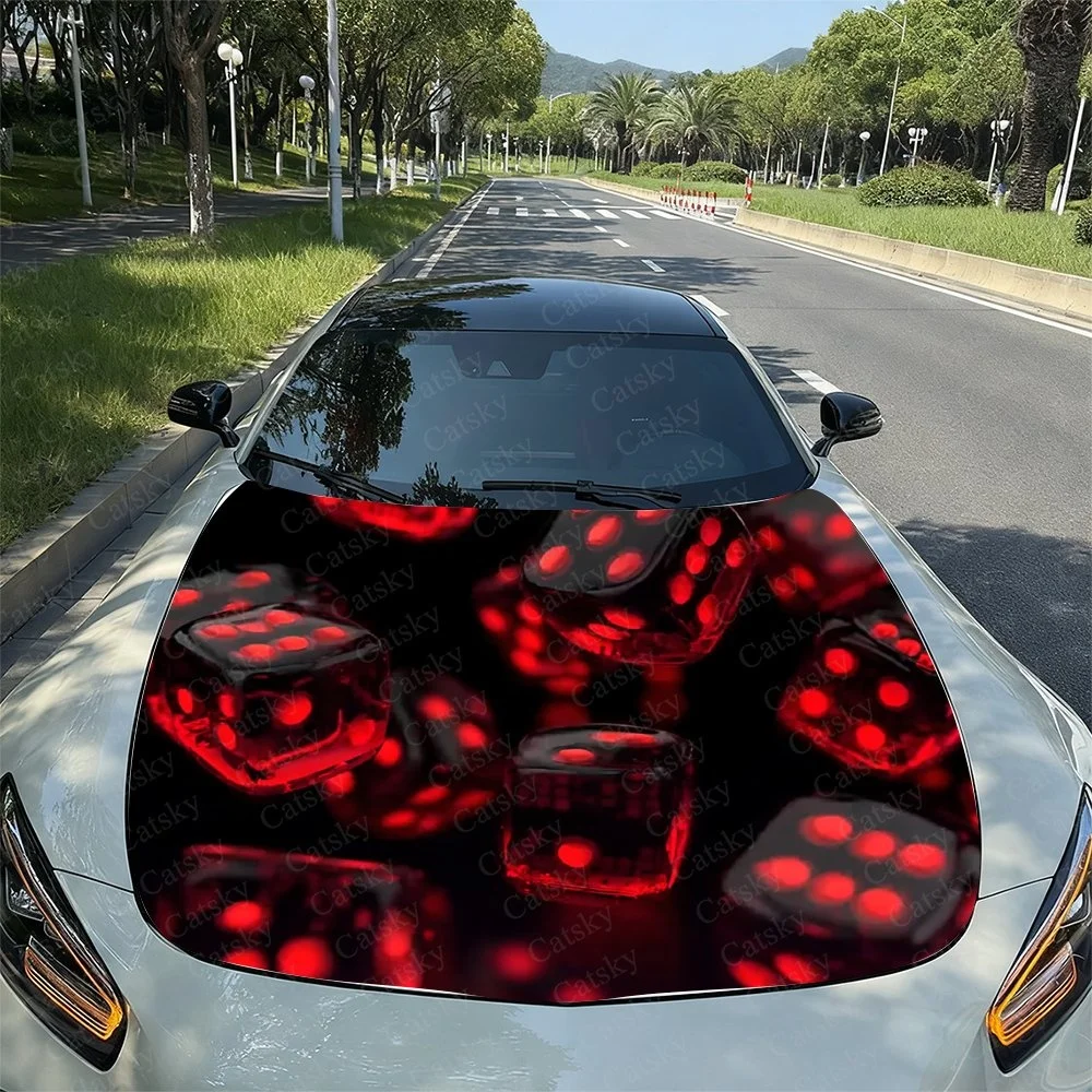 

This car features a vibrant red dice pattern on its hood, adding a bold and playful touch to its modern design. Perfect for sta