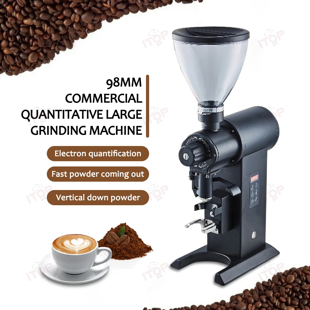 ITOP C98Pro Electric Quantitative Coffee Grinder 98MM Titanium Flat/Ghost Tooth Knife Milling Maker Time Quantification Miller