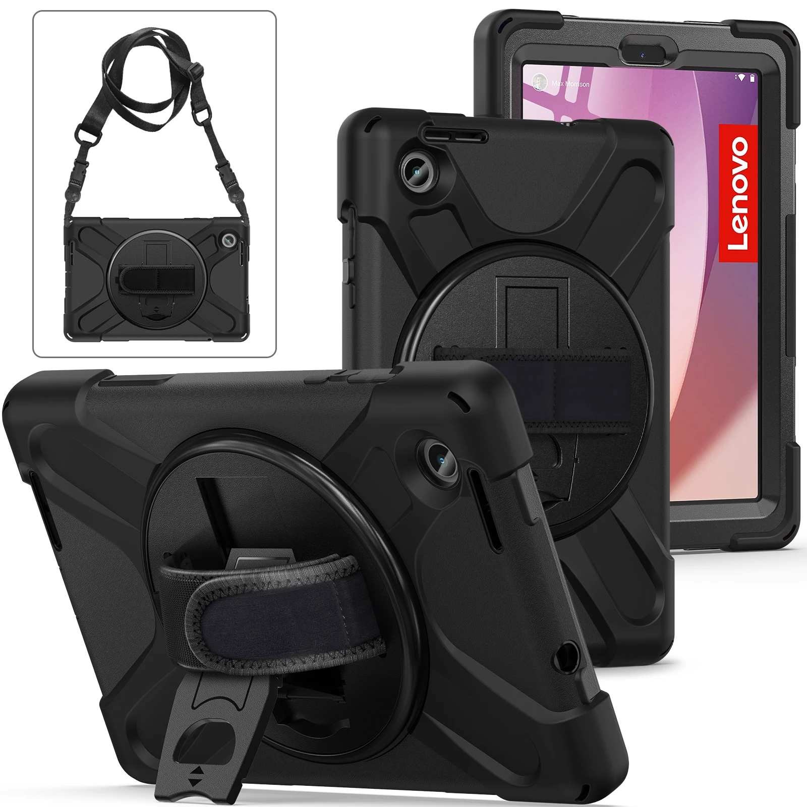 Kids Case For Lenovo Tab M8 4rd Gen TB-300FU M9 TB-310FU Armor Tablet Fundas Hand Shoulder Strip Silicone Shockproof Safe Cover