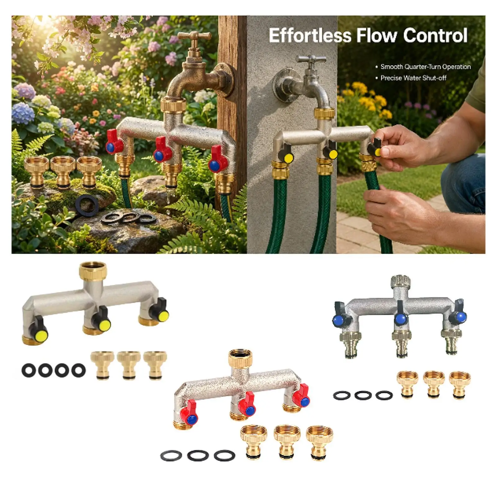 Brass Garden Hose Splitter with Extension Handle 3/4
