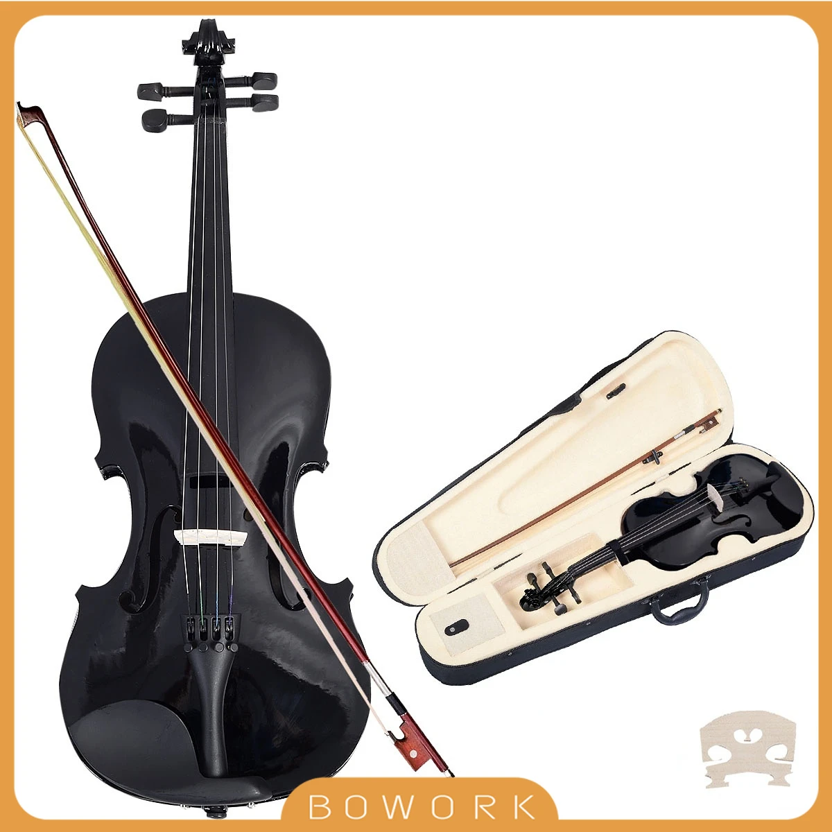 

Student Black Fiddle Kit Beginner Violin Acoustic Fiddle Stradi Violino + Triangle Case + Bow + Bridge +String Music School Gift