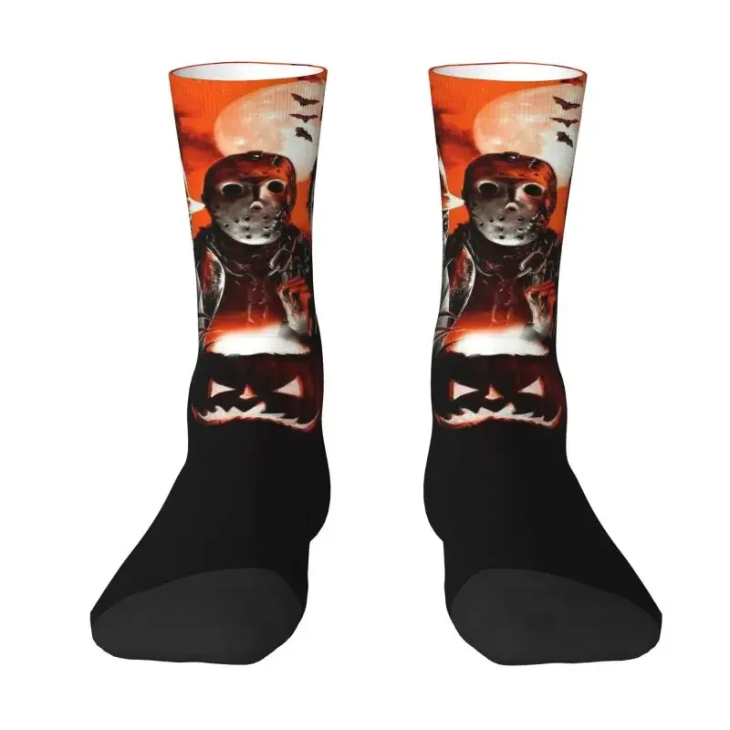 Horror Movie Killer Dress Socks for Men Male Women Warm Breathable Funny Novelty Halloween Film Crazy Crew Socks