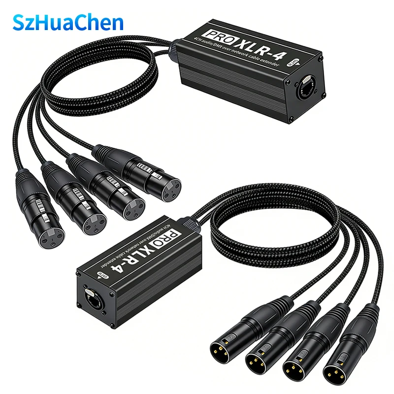 4 Channel 3Pin XLR Snake Cable DMX512 Signal Extender STP Cat5 Cat6 Cat7 for Live Stage Sound Lighting and Recording Studio