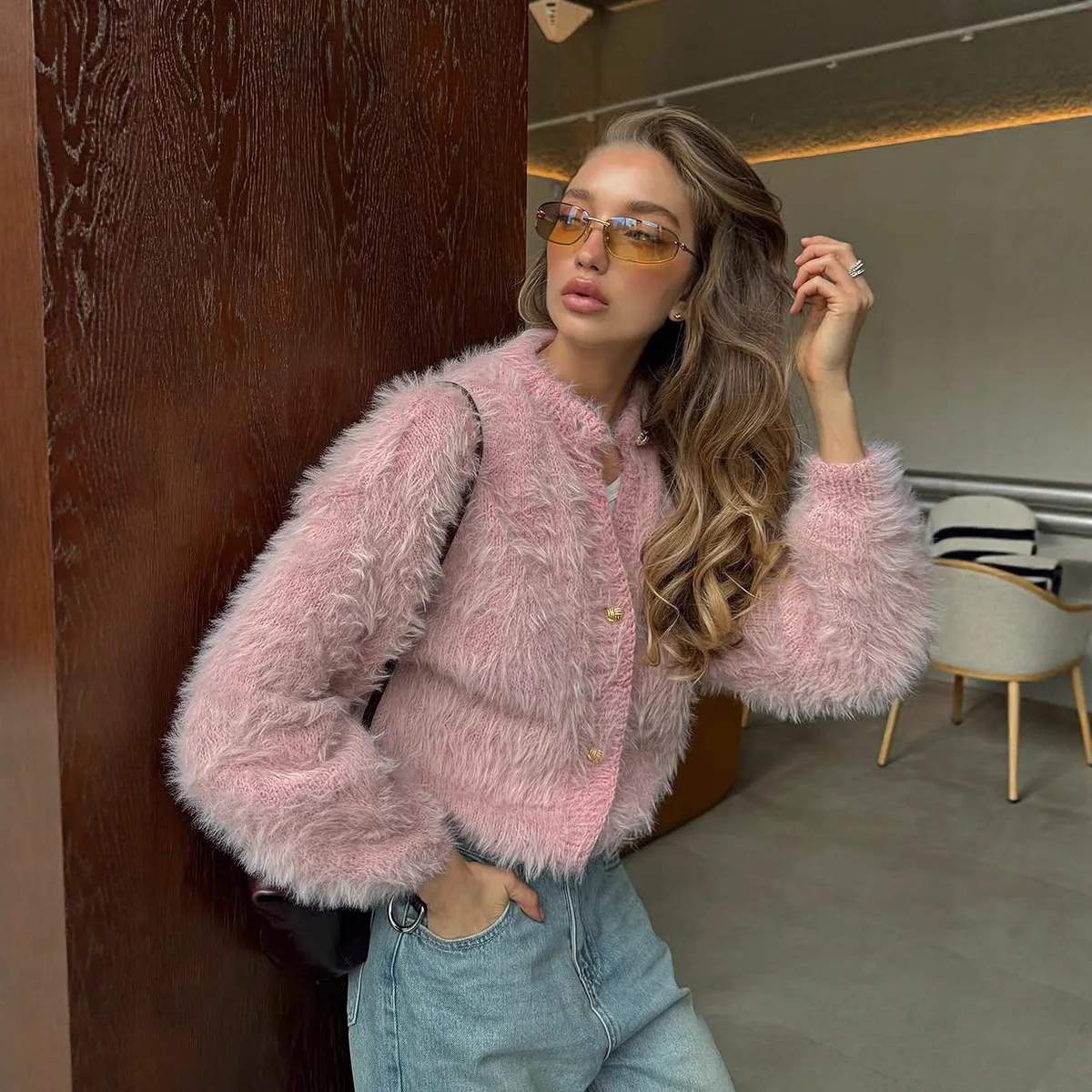 

Новинка 2026: Женский вязаный кардиган на весну-осень-зиму, модный однотонный элегантный свитер с длинным рукавом на одной пуговице